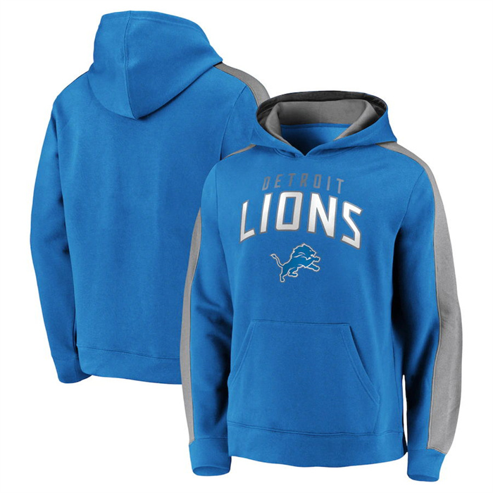 Men's Detroit Lions Blue Game Time Arch Pullover Hoodie